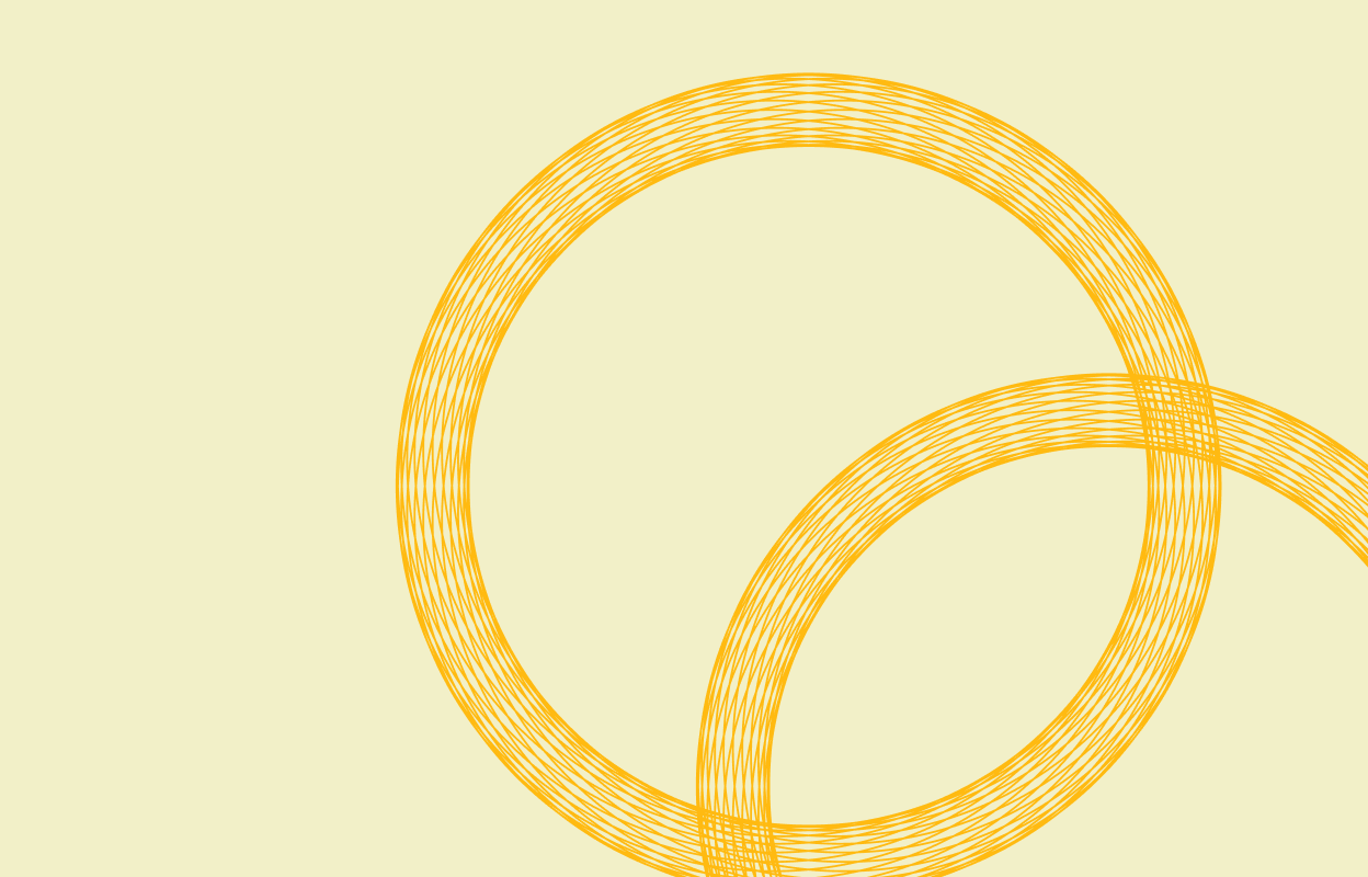 Yellow circular line graphic on a beige background